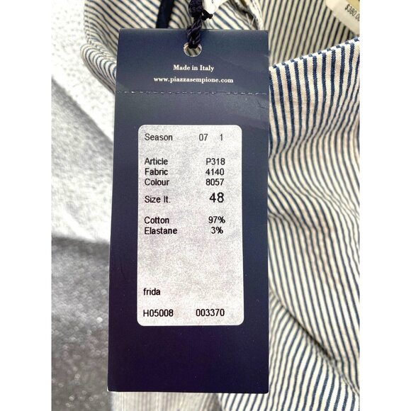 NWT Piazza Sempione Audrey Crop Pants Seersucker Gray Stripe Cigarette Pant 14 - Picture 5 of 11